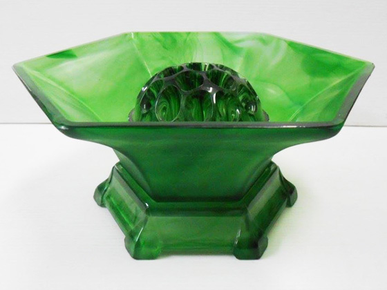 Green Depression Era Glass Flower Frog
